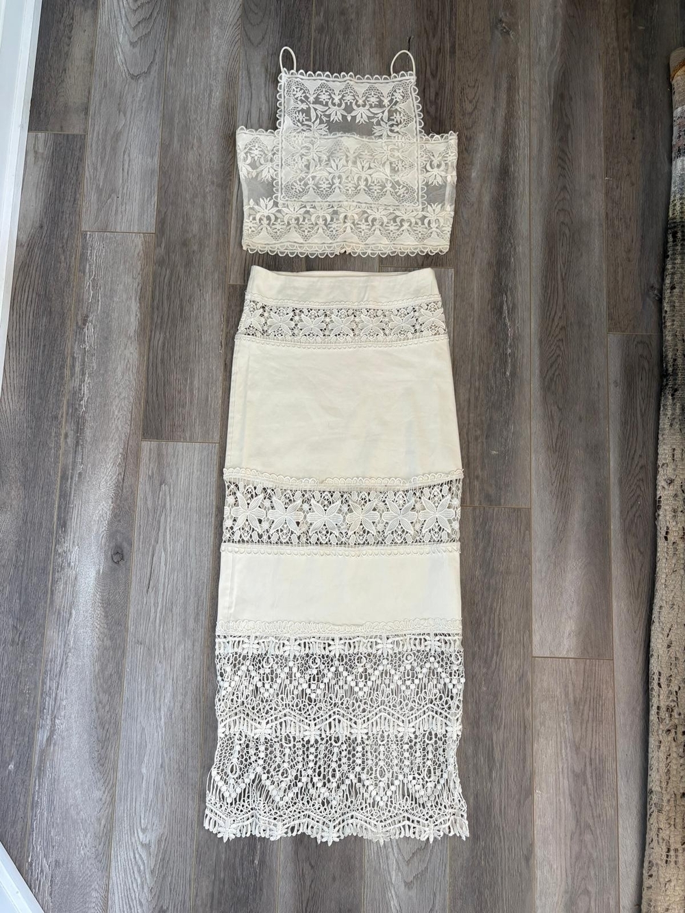 NWT Stone Cold Fox Off White Lace & Crochet Maxi Skirt XS
